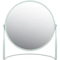 Spirella Make-up spiegel Cannes - 5x zoom - metaal - 18 x 20 cm - mintgroen - dubbelzijdig - Make-up spiegeltjes