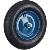 Relaxdays kruiwagenwiel - 4.80/4.00-8 - met as - luchtband - stalen velg - tot 120 kg - zwart-blauw