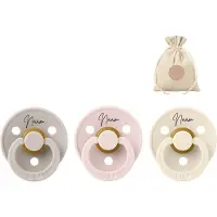 BIBS spenen met naam maat 2: petal, mushroom en ivory + BolleToet speenzakje - fopspenen