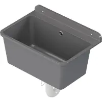QLS Gootsteen Grijs 61x41x23 cm van Kunststof - Inclusief Sifonset - voor Garage en Wasruimte 10875
