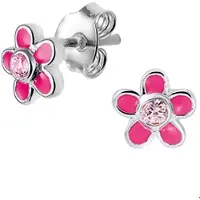 The Jewelry Collection Zilveren Oorknoppen bloem en zirkonia 1020309