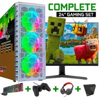 Screenon - Minecraft Gaming SET White - (GamePC + 24 Inch Monitor + Toetsenbord + Muis + Controller + Headset + Muismat) inclusief WiFi & Bluetooth!
