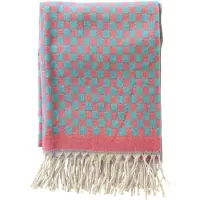 Dutch decor - CRISTAL - plaid 130x170 cm - geblokt - franjes - Aqua Splash - blauw, roze