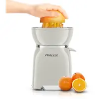 Phreeze Elektrische Citruspers met Kraan - Sinaasappelpers, Citroenpers & Limoenpers – Met Anti-Drup Schenktuit, Pulpfilter & Pulpreservoir – Twee Perskegels – Vaatwasserbestendig