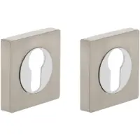 Intersteel cilinderrozetten vierkant verdekt 55x55x10mm met nokken - chroom/nikkel mat