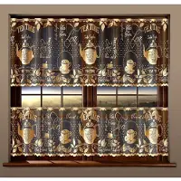 Wisan - Tea - Jacquard vitrage 300 x 90 cm - Gordijnen - Curtains - Jacquardgordijnen- Kleuring van diepe aarde met gouden patroon- 300 x 90 cm