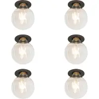 QAZQA Set van 6 Moderne inbouwspot zwart - Insight