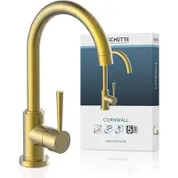 Schutte CORNWALL Design Keukenkraan - Mengkraan - Hoge, Draaibare Ronde Uitloop - Zijdelingse Greep - Mat Goud