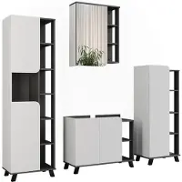 Vicco Karen Badkamermeubelset – 4 delen Antraciet/wit
