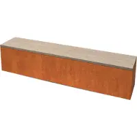 Geroba Modena Rechthoekige cortenstaal zitbank met Padouk hout L200 x B40 x H42 cm