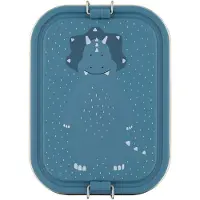 Trixie Brooddoos groot - Mr. Triceratops - RSV Lunchbox voor kinderen - Makkelijk te openen Broodtrommel - 2 vakken - Blauw - Dino - RVS