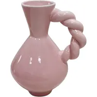 House Vitamin Vase twisted handle dolomite pink 17.5x13.5x22cm