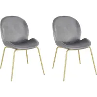 Notio Living Rafael-Stoel - Set van 2 - Grijs Fluweel
