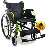 Mobiclinic Bolonia - Rolstoel - Opvouwbaar - Aluminium - Lichtgewicht rolstoel - Zitbreedte 46 cm - Lekvrije PU Banden - Afneembare voetsteunen - Groen