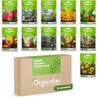 Organifer Eetbare Bloemen Zaden Pakket - 11 Soorten - Oost Indische Kers Zaad - Eetbare Planten - Korenbloem Zaad - Eetbare Bloemen Zaad - Eetbare Tuin - Organifer