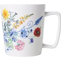Heinen Delfts Blauw Mok Wildbloemen Bloementuin D 8,5 H 9,5 Cm