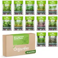 Organifer Microgreens (Babyleaf & Microleaf) Pakket - 12 Soorten - Kiemzaden - Tuinkerszaadjes - Moestuinzaden - Sla Zaden - Radijs Zaden - Boerenkool Zaden - Microgreens Zaden - Organifer