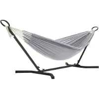 Songmics Hangmat met frame, 210 x 150 cm, verstelbaar in 5 verschillende hoogtes, metalen frame, tot 240 kg, voor tuin, zwart frame en bruine hangmat GHS001K01