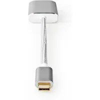 Nedis USB-adapter | USB 3.2 Gen 1 | USB-C-aansluiting | Mini DisplayPort-aansluiting | 0,20 m | rond | verguld | gevlochten / nylon | zilver | verpakking met kijkvenster