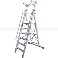 Krause Aluminium trapladder, met groot platform, met veiligheidsbeugel en ketting, 10 treden