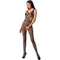 Passion BS085 - open catsuit met mozaïekpatroon - zwart - S-L