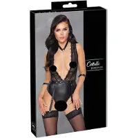Cottelli Bondage - body met kant en halternek - zwart
