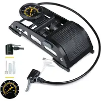 Dunlop Dubbele Voetpomp met Manometer - Luchtpomp voor Auto, Fiets, Motor en Bal - Fietspomp met Drukmeter - Pomp met Schrader Ventiel en Frans Ventiel Universeel