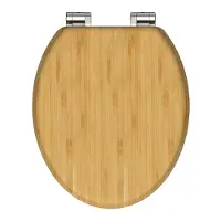 Schutte WC-Bril 81101 NATURAL BAMBOO - Massief Bamboe - Soft Close - Verchroomde Scharnieren - Belastbaar tot 175 kg