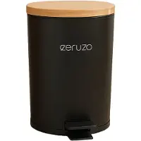 Ceruzo Prullenbak - 3 Liter - Bamboe deksel - Soft close - Binnenemmer - Prullenbakje - Mat Zwart