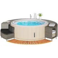 vidaXL Hottub-ombouw poly rattan massief acaciahout grijs