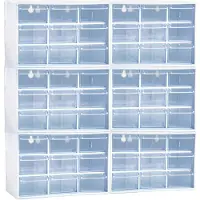 PlasticForte Sorteerbakjes spijkers/schroeven - 54x lades - 18.5 x 10 x 12 cm - opbergkastjes - ophangbaar - wit/transparant