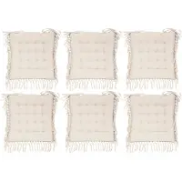 Atmosphera Stoelkussen Macrame - 6x - binnen/buiten - ivoor - 40 x 40 x 5 cm - katoen - vierkant
