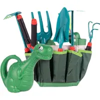 Ilso tuinierset met opbergtas kinderen - tuinier tas - handschoenen - hark - schep - dino gieter - snoeien - tuin