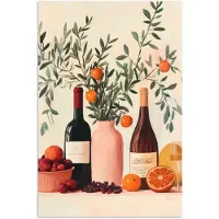 PosterMonkey Poster 40x60 cm - Wijnflessen - Takken - Sinaasappels - Posters - Kamer decoratie - Wanddecoratie woonkamer - Muurdecoratie slaapkamer