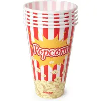 PlasticForte Popcorn bak - 20x - rood/wit retro print - kunststof - 12 x 18 cm - 1 liter - herbruikbaar
