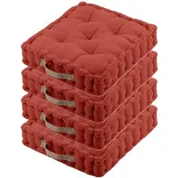 Stof Textile Vloerkussen DUO - 4x - terracotta - katoen - 45 x 45 x 10 cm - vierkant - Extra dik - extra zitplaatsen - spelen - gamen - relaxen