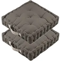 Stof Textile Vloerkussen DUO - 2x - taupe - katoen - 45 x 45 x 10 cm - vierkant - Extra dik - extra zitplaatsen - spelen - gamen - relaxen