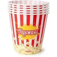 PlasticForte Popcorn bak - 10x - rood/wit retro print - kunststof - 18 x 18 cm - 2.8 liter - herbruikbaar