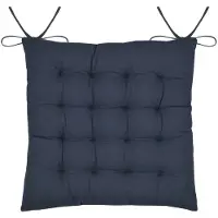 Stof Textile stoelkussen Coline - donkerblauw - 38 x 38 x 4 cm - touwtjes sluiting - zitkussens - binnen/buiten