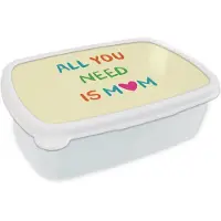 MuchoWow Broodtrommel Wit - Lunchbox Hartje - Moeder - Tekst - Kleurrijk - Brooddoos 18x12x6 cm - Brood lunch box - Broodtrommels voor kinderen en volwassenen