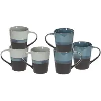 Secret De Gourmet Koffiemokken Lagune - 6x stuks - Keramiek - blauw/grijs - 360 ml - 9 x 10 cm - 2 kleur varianten in een set
