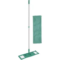 vloerwisser microvezel dweil - met steel - verstelbaar - vloertrekker - groen - met 2x dweilen