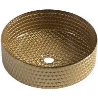 Sapho Maragua Gegraveerde glazen waskom Ø39,5cm, goud