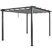 Mendler Aluminium pergola -N93, tuinpaviljoen tuin, stabiel 8cm frame schuifdak UV50+ 3x4m ~ grijs