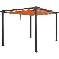 Mendler Aluminium pergola -N93, tuinpaviljoen tuin, stabiel 8cm frame schuifdak UV50+ 3x4m ~ terracotta