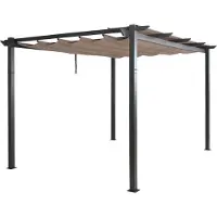 Mendler Aluminium pergola -N93, tuinpaviljoen tuin, stevig 8cm frame schuifdak UV50+ 3x4m ~ taupe