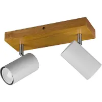 TRIO 2-lichts opbouwspot Marley wit op hout