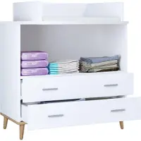 Hioshop Landos luiertafel 2 laden 1 plank wit, eik decor.