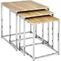 Haku Bijzettafelset met 3 tafeltjes | Light Oak-design