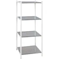 Haku legbord, 4 legborden, elk met een draagvermogen tot 5 kg, B 400 x D 350 x H 1030 mm, staal/metaal, chroom/wit